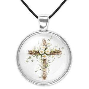 Elegant Silver Cross Pendant Necklace 1 Inch